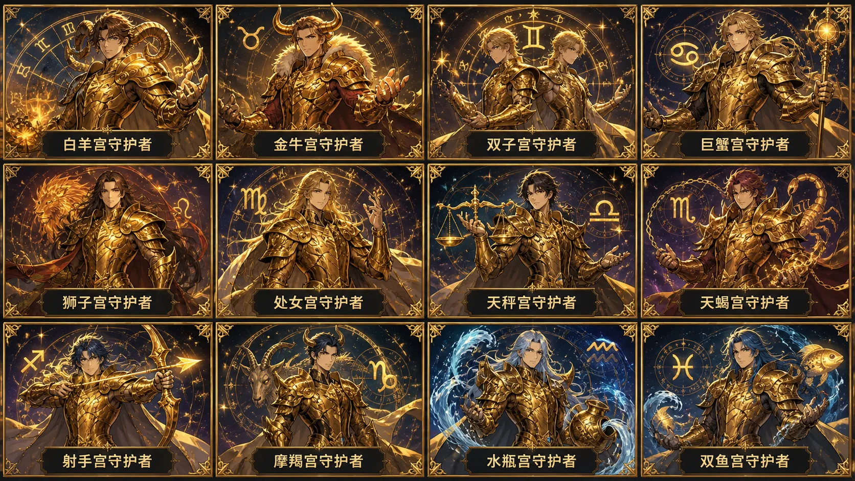 十二黄金圣斗士卡牌合集 - 插画创意 - CH-0166