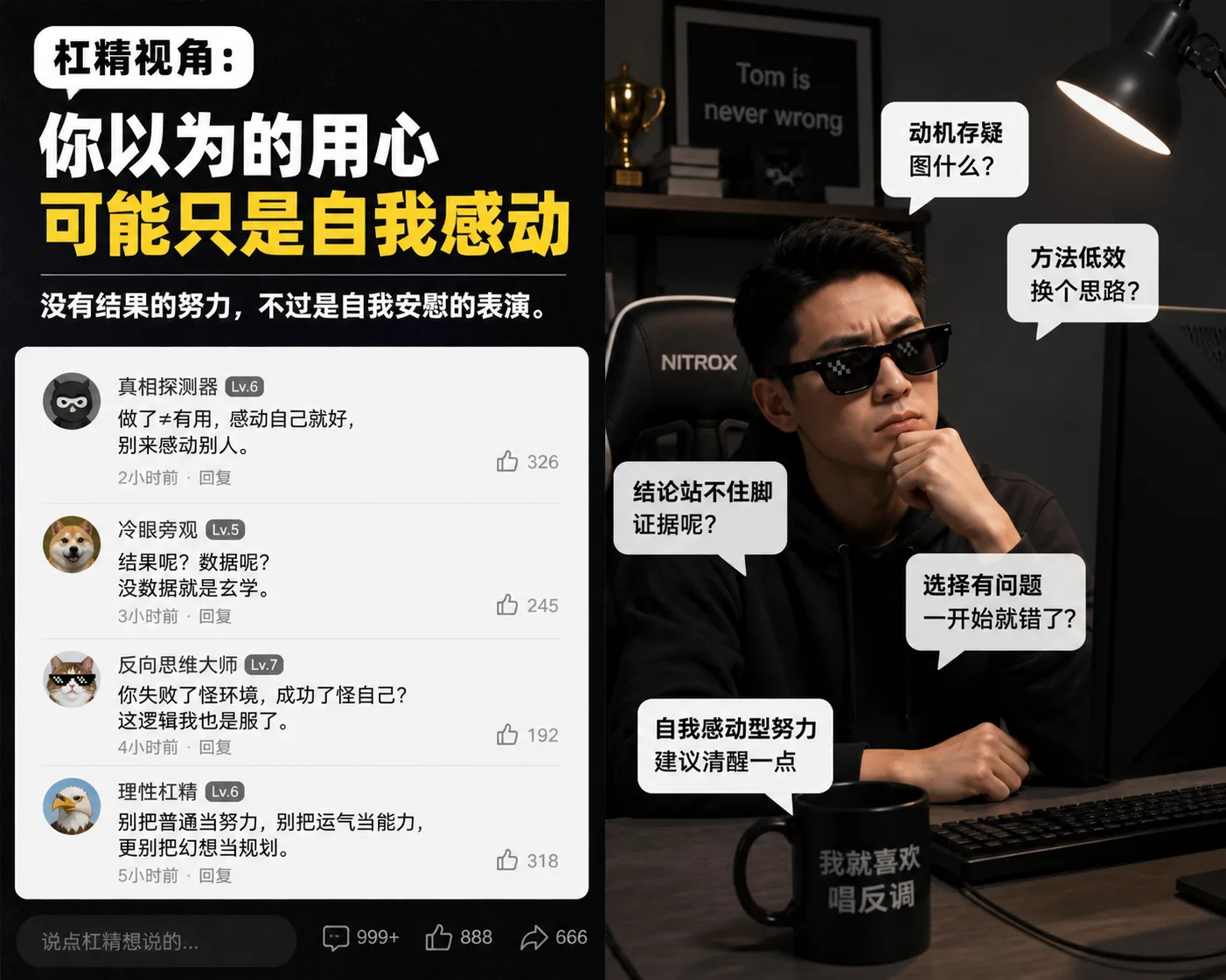 杠精视角的独特文案创意 - 插画创意 - CH-0203