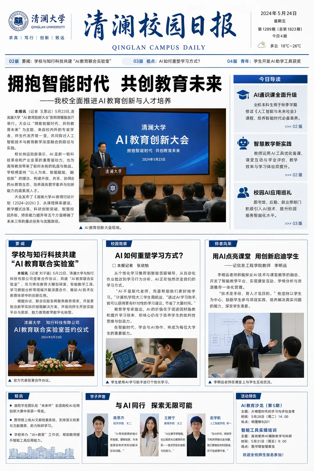 聚焦人工智能的校园日报 - PPT 与报告 - CH-0293