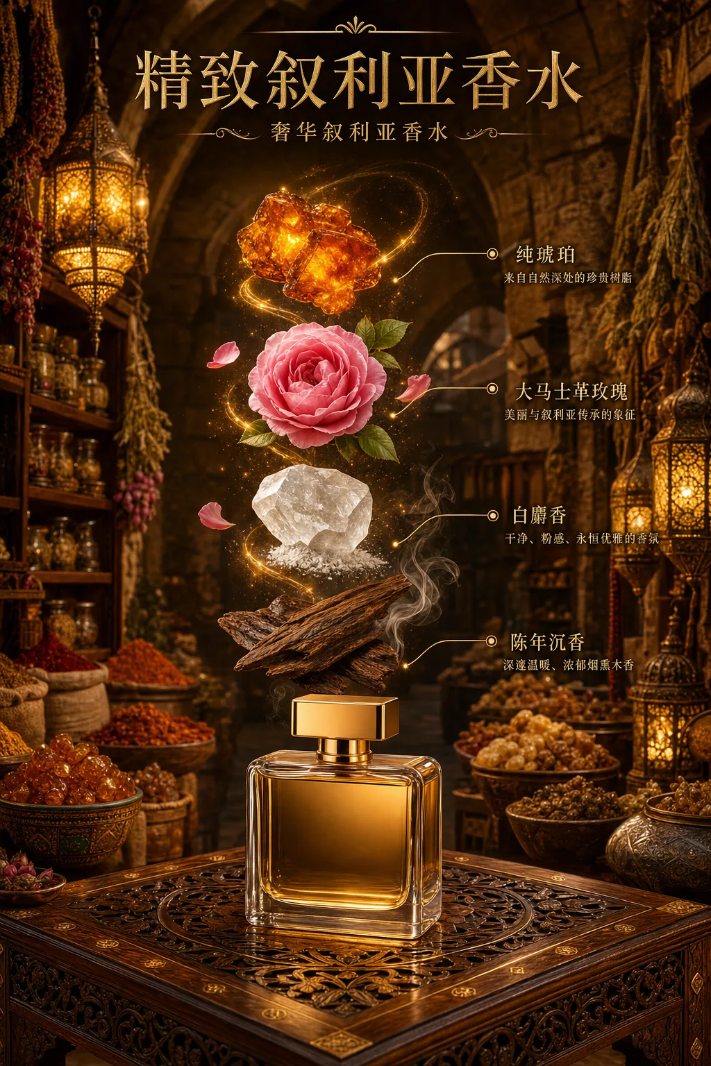 沉香玫瑰悬浮幻景 - 电商商品图 - CH-0327
