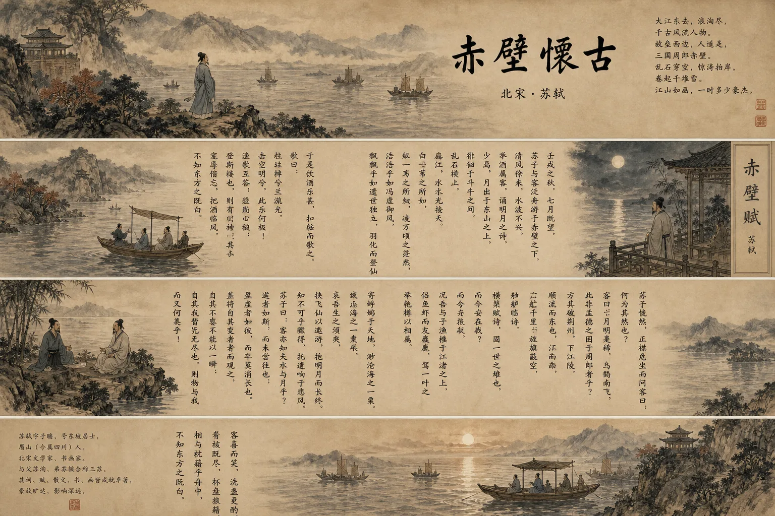 《赤壁怀古》长卷图 - 插画创意 - CH-0338