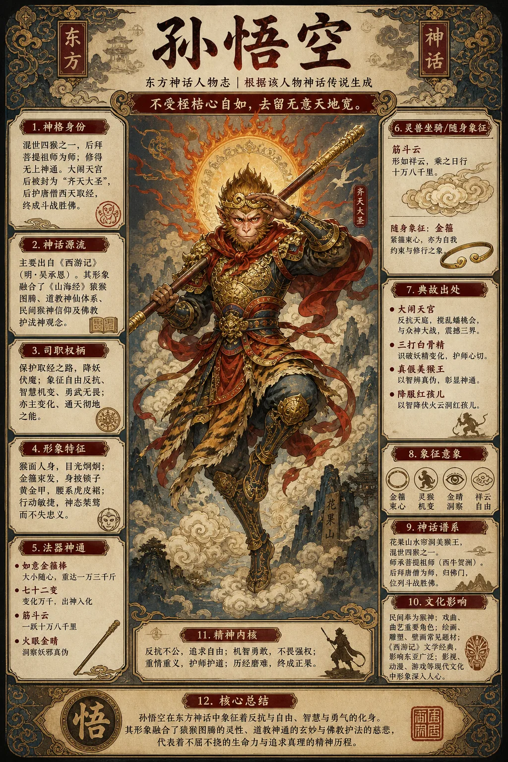 东方神话人物志百科海报 - 插画创意 - CH-0415
