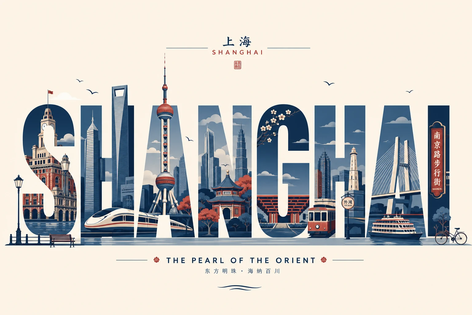 Shanghai Landmark Type Poster - Travel - CH-0511