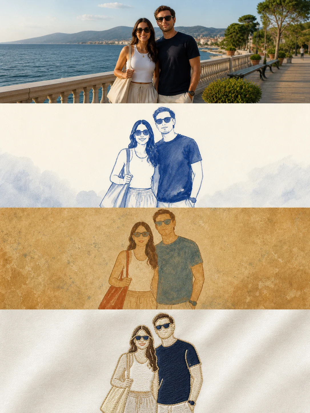 Four-Style Cultural Portrait Study - Illustration - CH-0521